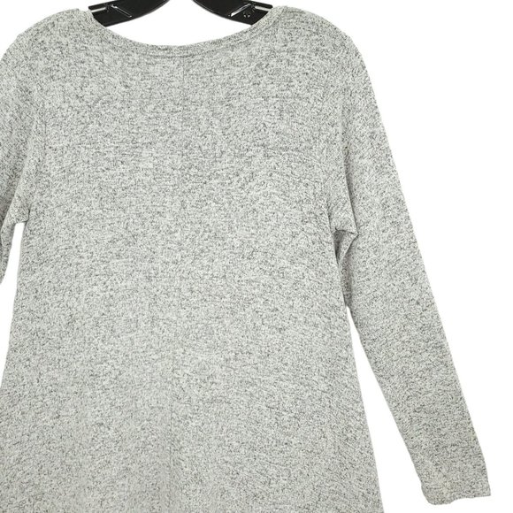 Lovely Souls Gray Knit Tunic Top Womens Size S Round Neck Long Sleeve Pockets - Picture 10 of 11
